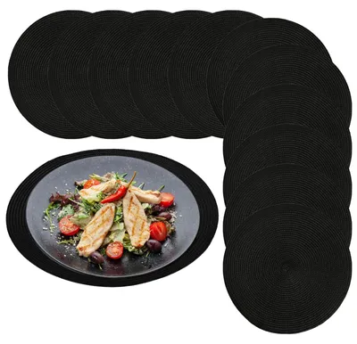 12 runde Platzsets 38 cm, abwaschbar, hitzebeständig