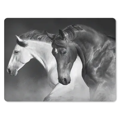 Produktbild von MuchoWow® Mauspad Mousepad Pferde - Tiere - Schwarz - Weiß - Porträt 40x30 cm - Mousepads - Maus Mat - Pad - Mausunterlage - Anti Rutsch