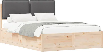 Zdjęcie produktu dla Ramka łóżka z tapicerowanym wezgłowiem Ciemnoszary 140 x 190 cm