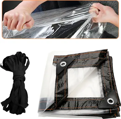 Produktbild von 300 × 600 cm Transparente Plane mit Ösen und Lanyard, Frostschutz, UV-Schutz, winddicht, wasserdichte PE-Gartenplane