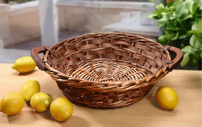 Produktbild von Obstkorb aus Weide & Holzspan, Ø 38x12 cm, Dekokorb