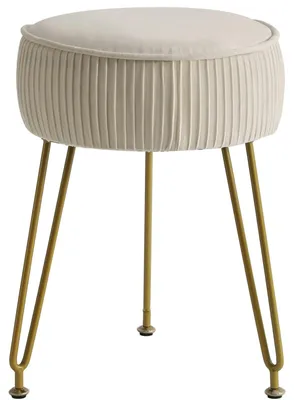 Immagine prodotto di Pouf rotondo in velluto - Eleganti poggiapiedi ottomani con gambe dorate