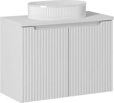 Produktbild von Badezimmerschrank 80 Cm Weiß Mit Arbeitsplatte Und Sockelwaschtisch