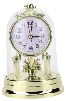Retro-Tischuhr, stille Antik-Uhr, 11x17 cm, Kunststoff, Gold