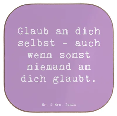 Produktbild von Mr. & Mrs. Panda Untersetzer für Gläser Spruch Glaube an dich selbst - Lavendeltraum - Geschenk, Glas, gläseruntersetzer, Selbstvertrauen, Gefühl, Tischuntersetzer, Zitat