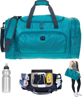 Produktbild von Sporttasche Reisetasche groß Elephant Trainer Large 55 cm 40 Liter Saunatasche Fitnesstasche Freizeittasche Fußball Tasche 1243 Petrol + Flasche