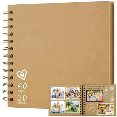 Fotoalbum 18x18 cm, Scrapbook, 20 Blatt (40 Seiten), Ringbuch