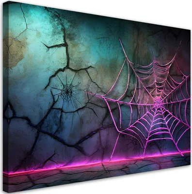 Produktbild von Leinwandbild Spinnennetz Neon Abstraktion 60x40 Feeby Violett bild für die wand bereit zum aufhängen