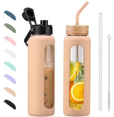 Zdjęcie produktu dla Elzusha - Butelka na wodę z rurką i dwoma zakrętkami, pojemność 900 ml