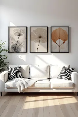 Produktbild von Wallity, Dekoratives gerahmtes MDF-Gemälde (3 Teile), 35 x 50 cm | 100% MDF (3 mm), Rahmen: 100% MASSIVHOLZ (2,5 cm) | Stilvolle Wanddekoration für jedes Zuhause.
