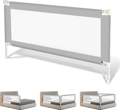 Produktbild von Jayseuw 3x Bettgitter Bettschutzgitter Kinderbettgitter klappbarer Babybettgitter Rausfallschutz für Kinder- & Elternbetten Bett Grau (2x200cm+1x150cm)