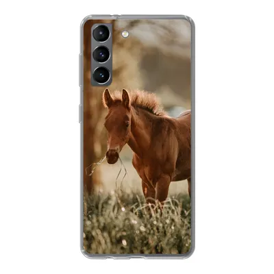Produktbild von MuchoWow® Handyhülle Schutzhülle Hülle für Samsung Galaxy S21 Pferd - Licht - Wiese Silikon Softcase Handy Hülle - Softcase