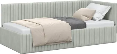 Zdjęcie produktu dla vidaXL Narożna rama łóżka z zagłówkiem jasnoszara 90 cm x 190 cm aksamitna