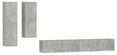 Productafbeelding van Tv-meubelset wandkast voor woonkamer of slaapkamer, dressoir van behandeld hout, betongrijs