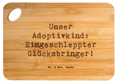 Produktbild von Mr. & Mrs. Panda Brett Spruch Adoptivkind Glücksbringer - Transparent - Geschenk, Frühstücksbrettchen, Familienbande, Holzbrett, Besondere Geschenke, Geburtstage, Liebe