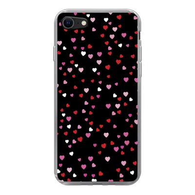 Produktbild von MuchoWow® Handyhülle Schutzhülle Hülle für iPhone 8 Eine Illustration mit Herzen auf einem schwarzen Hintergrund Silikon Softcase Handy Hülle - Schutzhaube