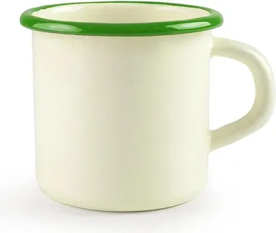 Produktbild von Emaillebecher mit grünem Rand 0,4l