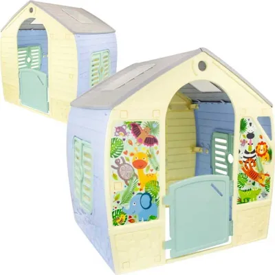 Immagine prodotto di Mochtoys | Playhouse Happy House - Colori pastello - Resistente alle intemperie - Gioco creativo e divertente per bambini