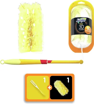 Produktbild von Swiffer DUSTER STAUBMAGNET KIT 360 3D Clean Staubfangtücher Mikrofaser, 1 Set