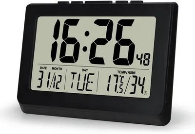 Zdjęcie produktu dla Cyfrowy zegar ścienny z 10-calowym wyświetlaczem LCD, czarny