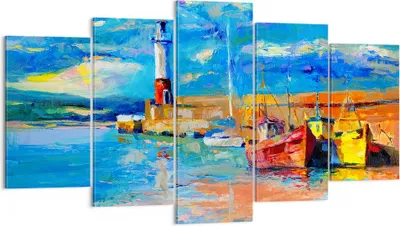 Produktbild von Bild auf Leinwand - Leinwandbild - Leuchtturm Meer - 160x85cm - Wand Bild - Wanddeko - Wandbilder - Leinwanddruck - Bilder - Kunstdruck - Wanddekoration - Leinwand bilder - Wandkunst - EA160x85-3693