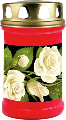 Produktbild von Grabkerze Rot, Brenndauer: 48 Stunden, Motiv: Rose