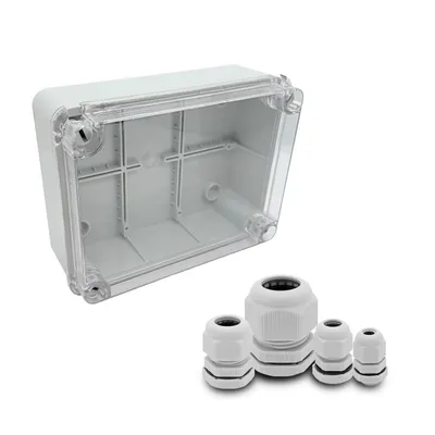 Produktbild von ARLI SET: Abzweigdose IP67 Sichttür 190 x 145 x 80 mm + 40x Kabelverschraubung M12 / M16 / M20 /  M25 Set