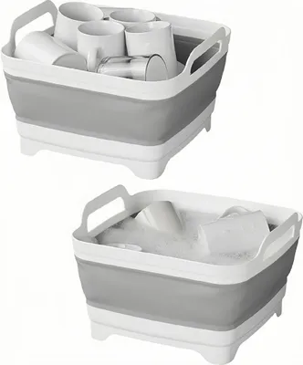 Produktbild von 2x Faltbare Spülschüssel Camping,31x30x20 - Waschschüssel,Bodenablauf gefaltet 7cm,Campingausrüstung,PP+TPR -Material,Verdickte,Lagerung der Küche