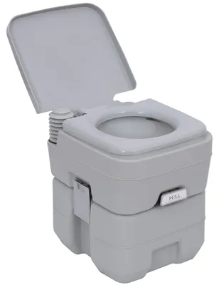 Produktbild von Campingtoilette, 20 L Mobil-WC, Camping-WC mit Spül- und Abwassertank, 35,5 x 41 x 42,5 cm, Kunststoff, Grau