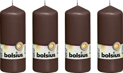 Produktbild von 4er-Set Stumpenkerze - Höhe 15 cm - Durchmesser 5,8 cm - Kastanienbraun