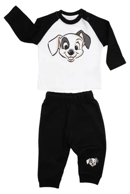 Zdjęcie produktu dla Disney, zestaw dla niemowląt "101 Dalmatyńczyk", uniseks: bluzka i spodnie, dwuczęściowy komplet, kolor: czarny/biały, rozmiar: 74-80