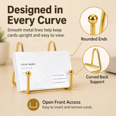Imagen del producto de Soportes para tarjetas de visita, metálicos, color dorado, 2 unidades, para oficina y recepción