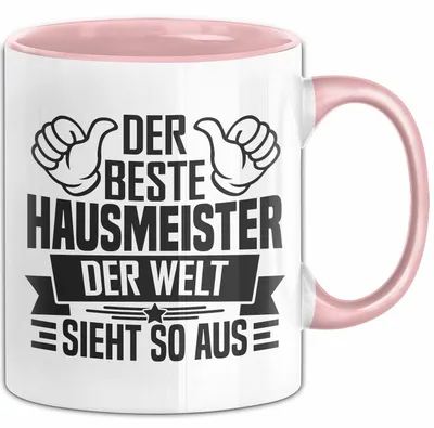 Produktbild von Hausmeister Tasse Geschenk Der Beste Hausmeister Der Welt Sieht So Aus (Rosa)