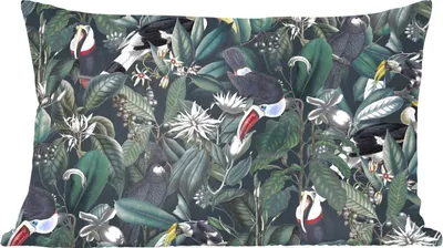 Produktbild von MuchoWow® Zierkissen Sofakissen Wohnzimmer Dekokissen 50x30 cm Blumen - Vogel - Tukan - Wohnzimmerdekoration - Polster mit Photo