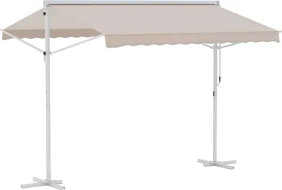 Produktbild von Outsunny 3x3 m Standmarkise freistehend mit Faltarm und Kurbel Gartenmarkise Sonnenschutz wasserabweisend Beige