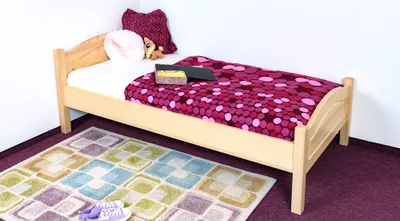 Produktbild von Einzelbett / Gästebett Buche massiv Vollholz natur 113, inkl. Lattenrost - Abmessung 100 x 200 cm