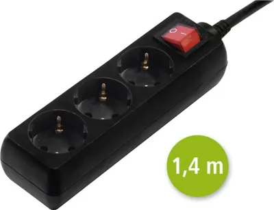 Produktbild von Hama 00137396, 1,4 m, Drinnen, Schwarz, 3 AC-Ausgänge, 230 V, 3500 W