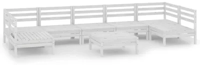 Imagen del producto de vidaXL Juego de jardín de 8 piezas, color blanco, madera maciza de pino