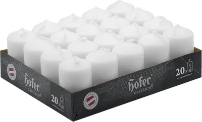Productafbeelding van Wit, 4 x 7 cm, lange brandduur: 7 uur, geurneutraal, druppelvrije waskaarsen, 20 stuks
