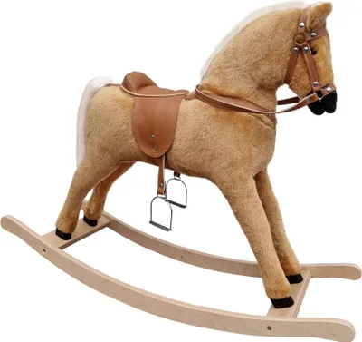 Produktbild von Großes Plüschpferd Haflinger Schaukelpferd Holzpferd hellbraun 96-115