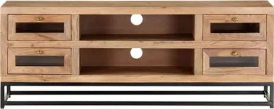 Image de vidaXL Armoire TV 110x30x40 cm en bois massif d'acacia