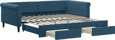 Zdjęcie produktu dla VidaXL 3197825, sofa rozkładana, Niebieski, Pianka, Metal, Poliester, Drewno, 2290 mm, 1100 mm