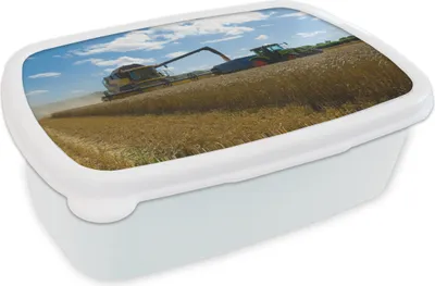 Produktbild von KitchenYeah® Lunchbox Brotzeit Brotdose 17x11 cm Traktor - Bauernhof - Landleben - Ernte - Getreide Kinder Brotzeitdose - Lunch Box - Kinder - Sandwich-Box - Schulbox - Lunch Boxen