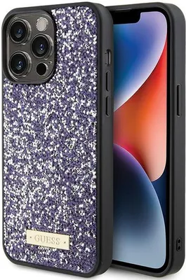 Obrázok produktu pre Guess kryt s kamienkovým logom na iPhone 15 Pro (GUHCP15LPFGSBSP) - fialový