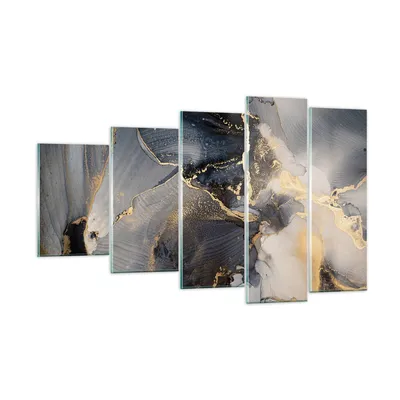 Produktbild von Bilder auf glas - 5 Teile - Dunkel Abstraktion Gold - 100x60cm - Glasbilder - Wandbilder - Bilder - zum Aufhängen bereit - Wanddekoration aus Glas - Glas Bilder - Wandbild auf Glas - GEG100x60-4824