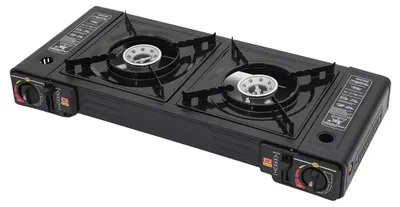 Obrázek produktu pro Plynový sporák, 2500 W, dvojitý hořák, přenosný design, černá barva