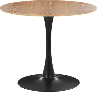 Produktbild von BELIANI Esszimmertisch Heller Holzfarbton / Schwarz Rund 90 cm MDF-Platte Metall Modern Minimalistisch