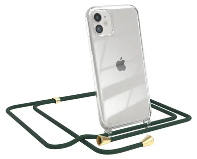Produktbild von EAZY CASE Handykette kompatibel mit Apple iPhone 11, Handyhülle mit Umhängeband, Handykordel, Schutzhülle Clear, Band in Grün