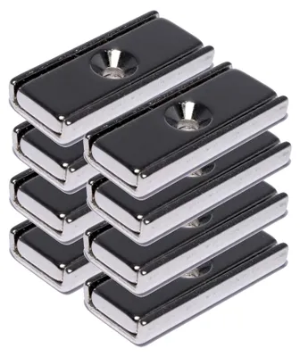 Produktbild von Neodym Magnet mit Bohrung Senkung - Extra Starke Topfmagnete 30mm x 13,5mm - 13 KG Zugkraft - Flachgreifer Quader mit M3 - Senkbohrung [8 Stück]