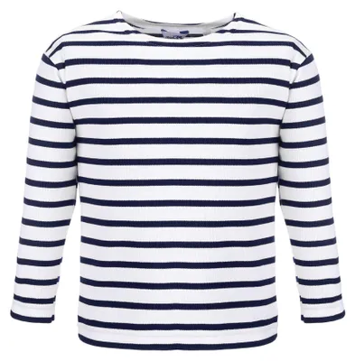 Produktbild von modAS Bretonisches Shirt für Kinder - Longsleeve Pullover Langarm Shirt mit Streifen Mädchen Jungen aus Baumwolle in Weiß/Blau Größe 80